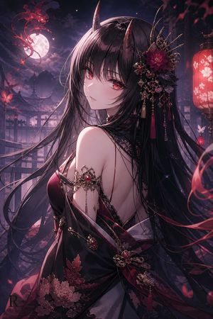 Fantasy Oni Girl Anime Illustration