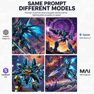 AI Model Mecha Comparison Poster