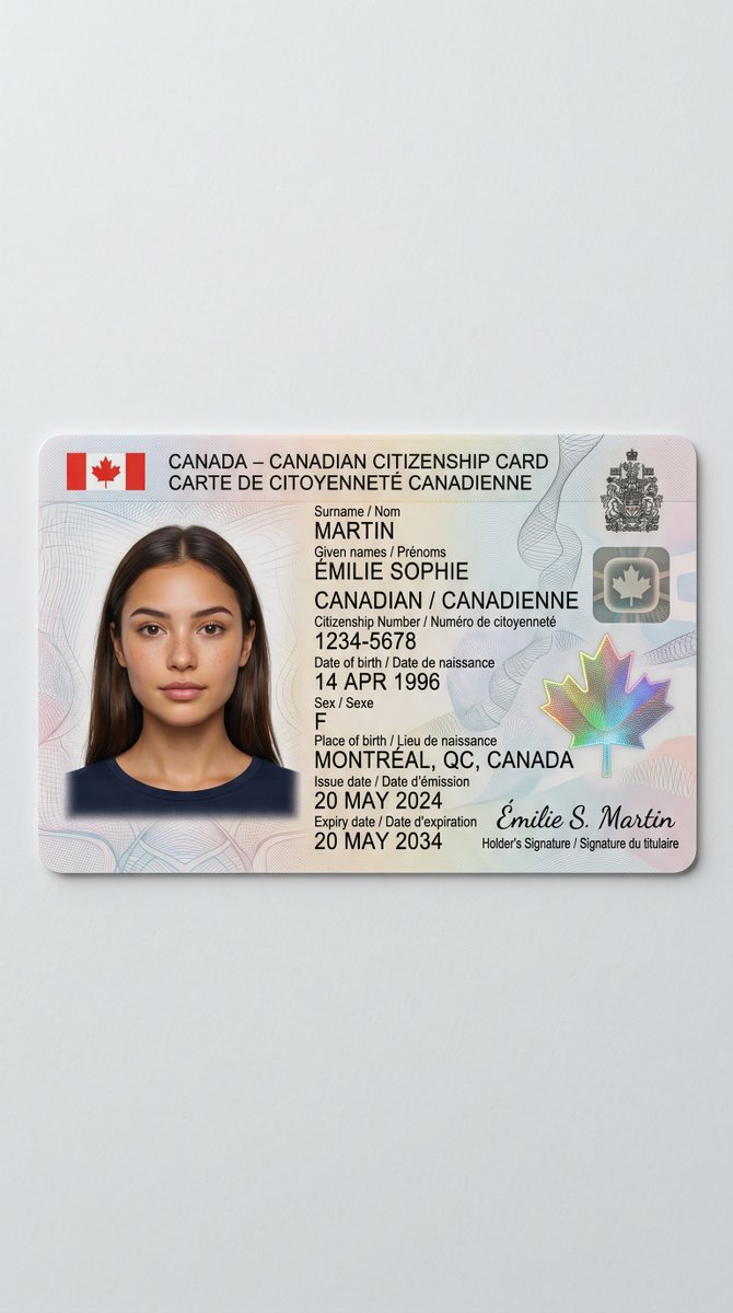 Imagen principal de e-commerce - Tarjeta de ciudadanía canadiense realista - Image 1
