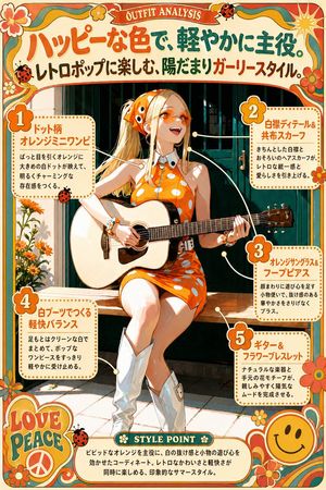 Retro Orange Outfit Analysis Poster