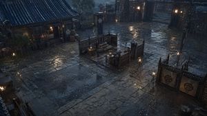 Rainy Feudal Japan Courtyard