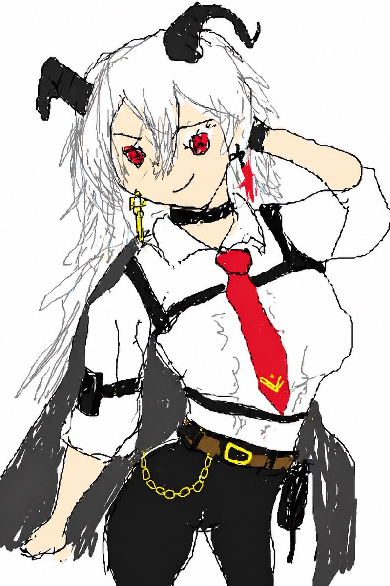 Anime Redraw of Original Horned Character reference image 1