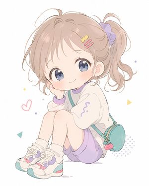 Pastel Chibi Girl Sitting Portrait