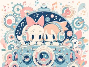 Milky Pastel Chibi Music Camera Twins