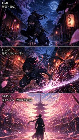 Anime Ninja Action Triptych