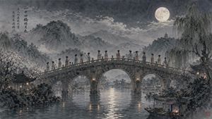 Moonlit Twenty-Four Bridges Painting