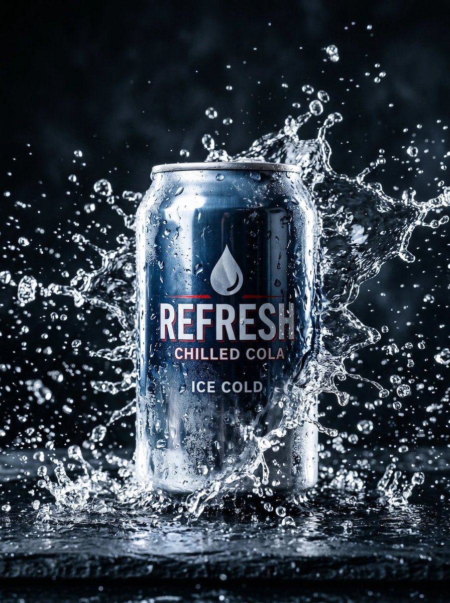Imagen principal de e-commerce - Anuncio de refresco con salpicadura helada - Image 1