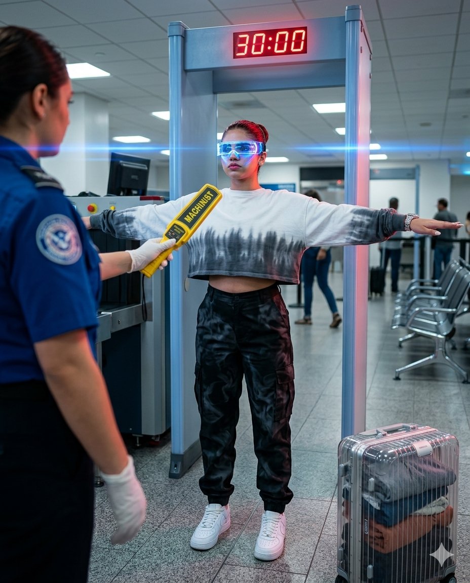 Sample output image for Cyberpunk Airport Security Scene