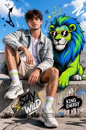 Fashion Editorial with Cartoon Fusion