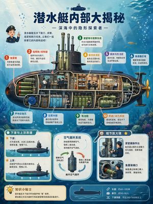 Submarine Cutaway Encyclopedia Poster