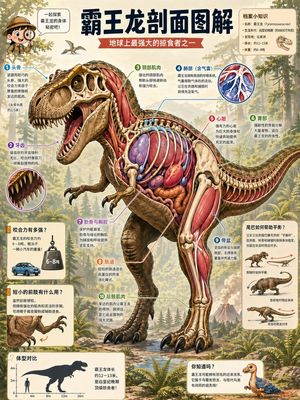 T. Rex Cutaway Encyclopedia Poster