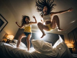 Cinematic Bed Jump Photo