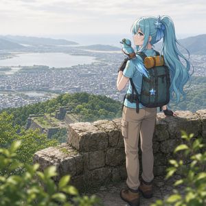 Anime Hiker Over Scenic Mountain View