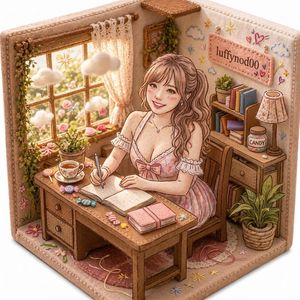 Cozy Pastel Miniature Writing Room