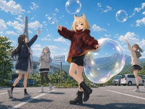 Fox Girl Bubble Dream