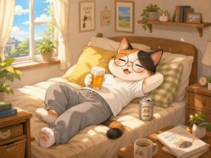 Cozy Cat Holiday Bedroom