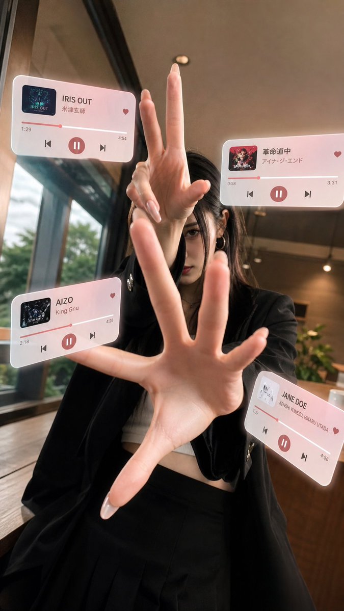 AR Music Cards Cafe Portrait AI 이미지 프롬프트 예시