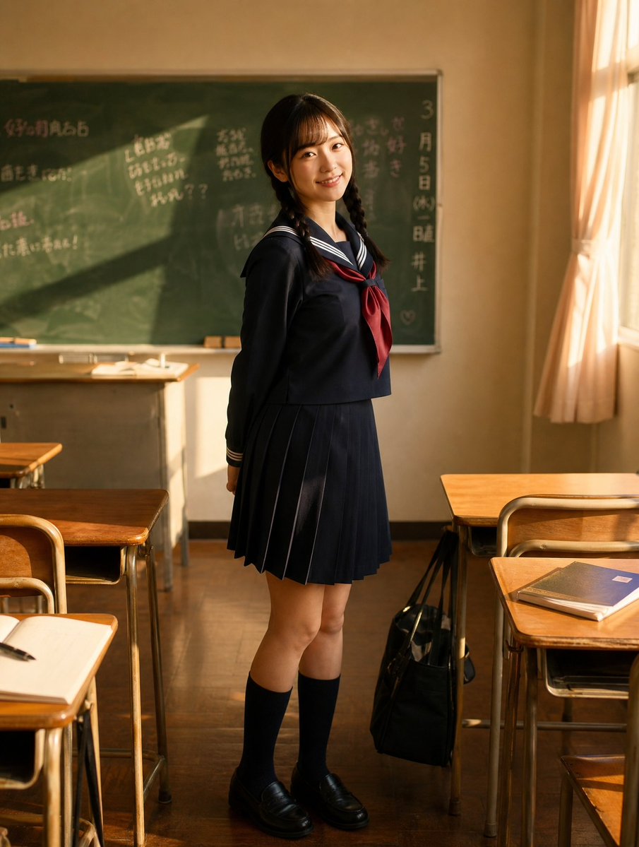 Sunlit Japanese Classroom Sailor Uniform Portrait example 2