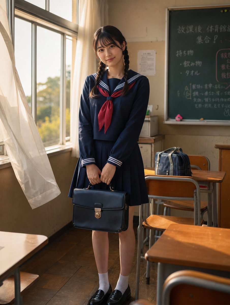 Sunlit Japanese Classroom Sailor Uniform Portrait example 3