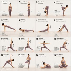 16-Panel Yoga Instructional Storyboard