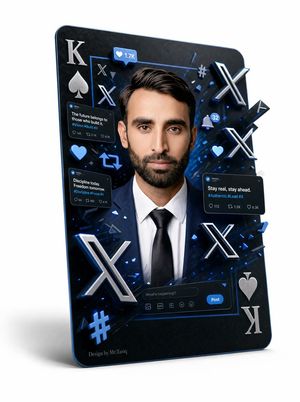 3D X Social Media Playing Card Poster