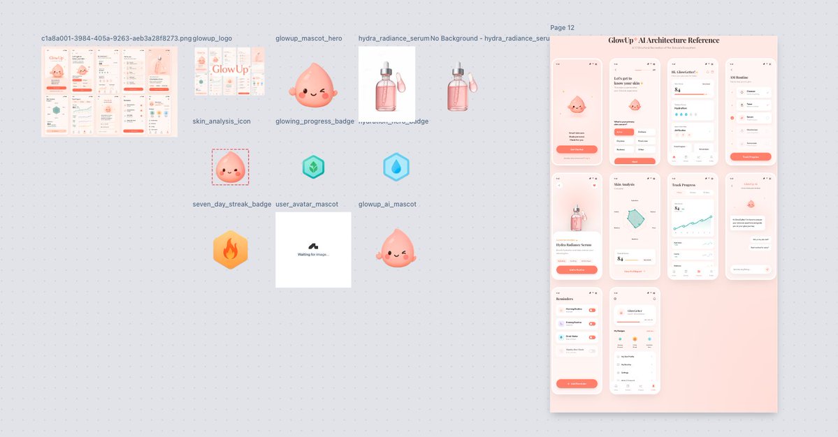 GlowUp App UI Board reference image 1
