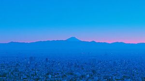 Blue Hour Tokyo Skyline with Mount Fuji