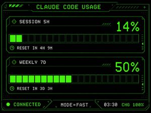 Retro HUD Claude Usage Gauge