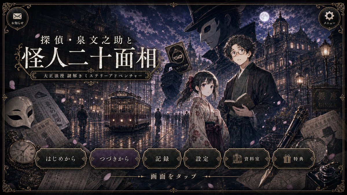 Cleaned Taisho Mystery Game Title Screen reference image 1