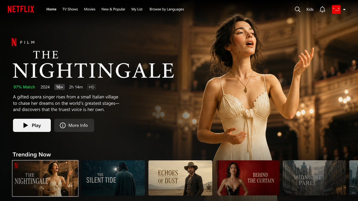 Netflix UI Homepage Generator example 2