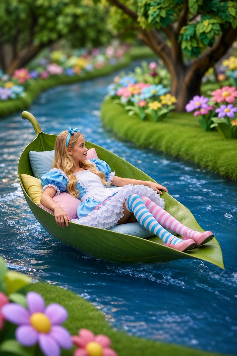 Publicación en redes sociales - Fantasía de barco de hoja inspirada en Alicia - Image 1