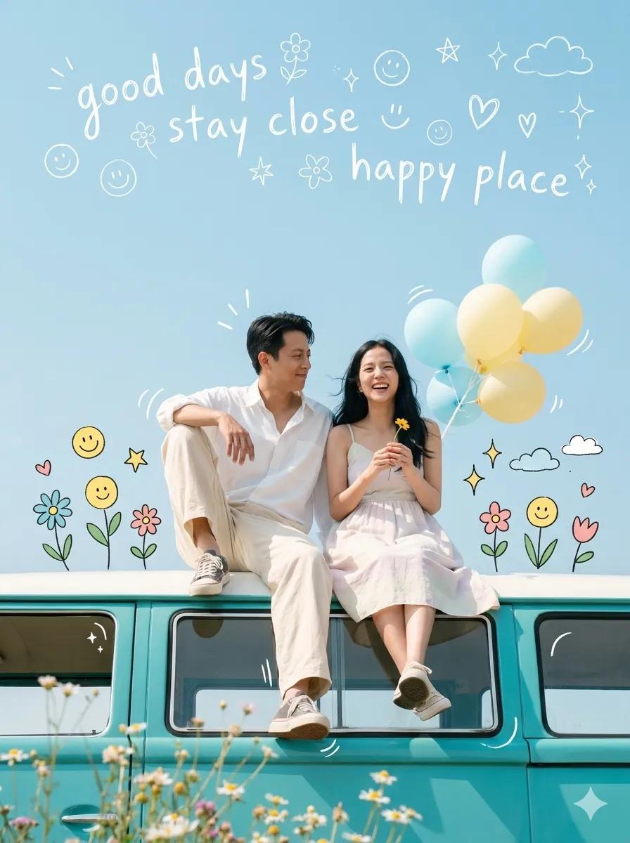 Dreamy Couple on Turquoise Van example 2