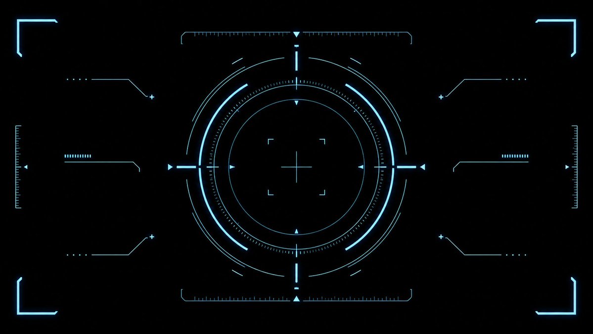 Cyan Sci-Fi HUD Reticle Overlay