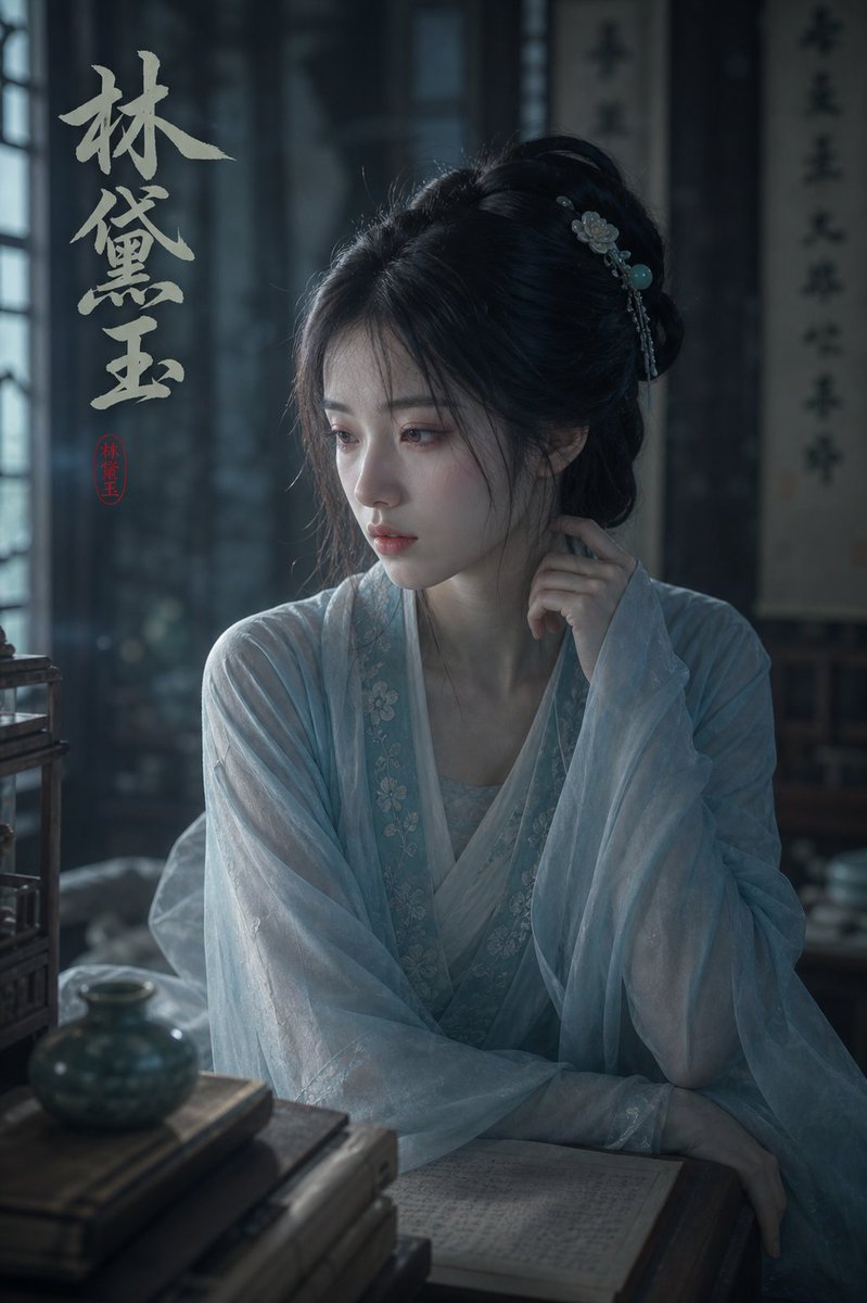Publicación en redes sociales - Retrato melancólico de Lin Daiyu - Image 1
