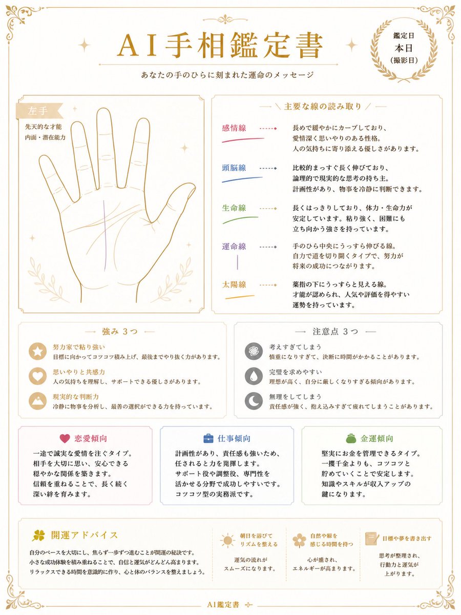 Infografía / Visual educativo - Certificado de Quiromancia con IA al estilo japonés - Image 1