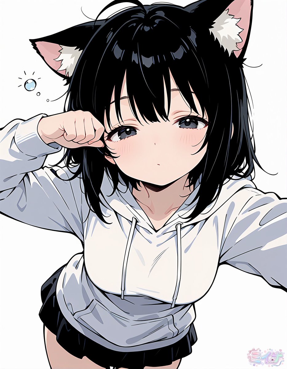 Sleepy Cat-Eared Anime Girl