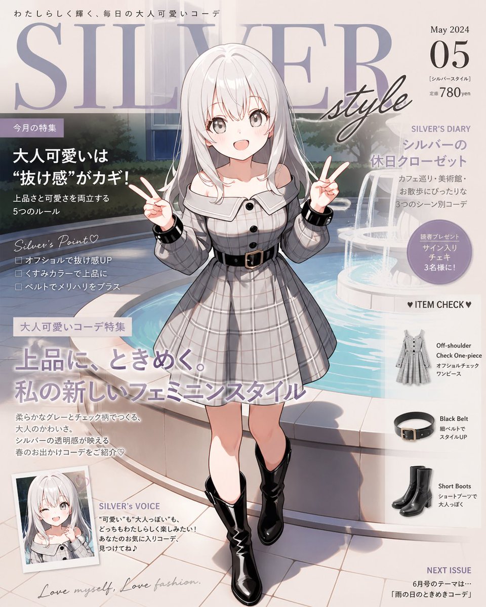 Marketing de producto - Portada de revista de moda estilo anime plateado - Image 1