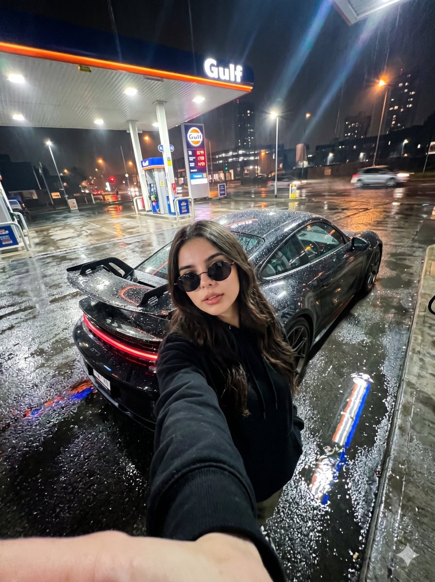 Sample output image for Urban Night Gas Station Portrait