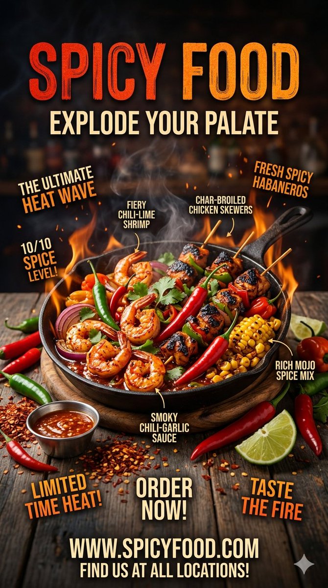 Sample output image for Spicy Food Restaurant Poster