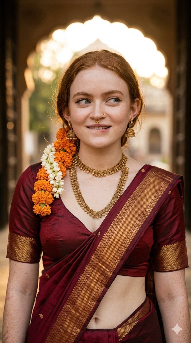 Sample output image for Traditional Indian Saree Portrait