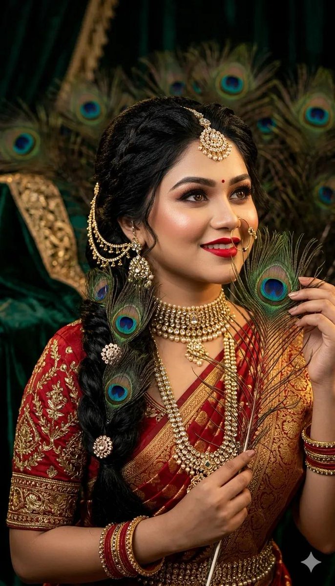 Sample output image for Indian Bridal Peacock Feather Portrait