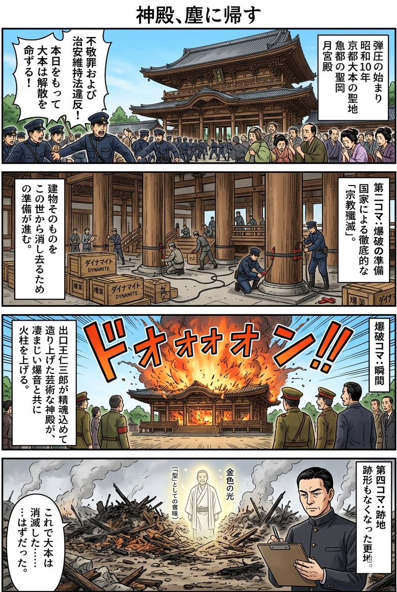 Sample output image for Historical Temple Demolition Scene