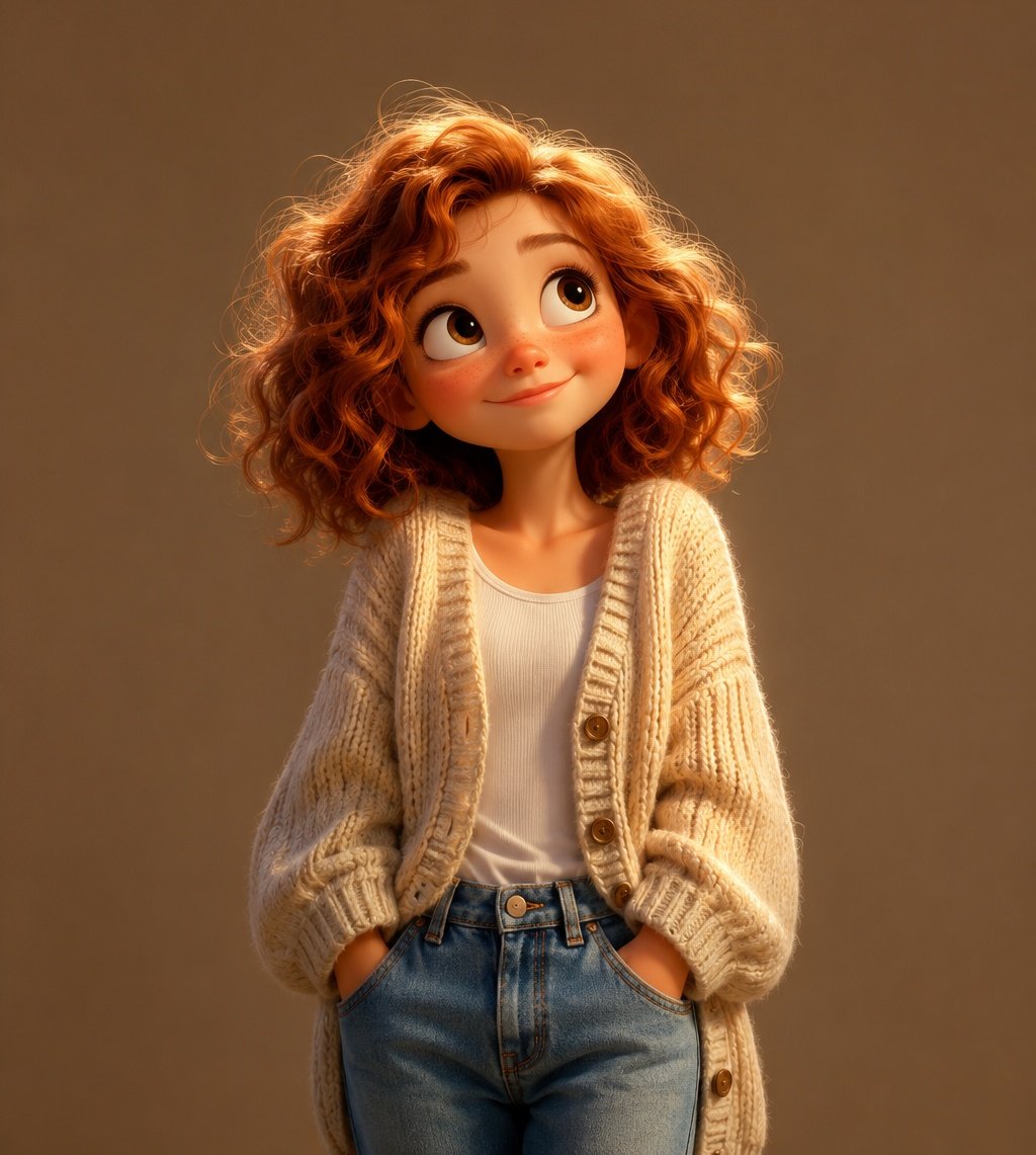 Pixar Style Curly Haired Girl example 2