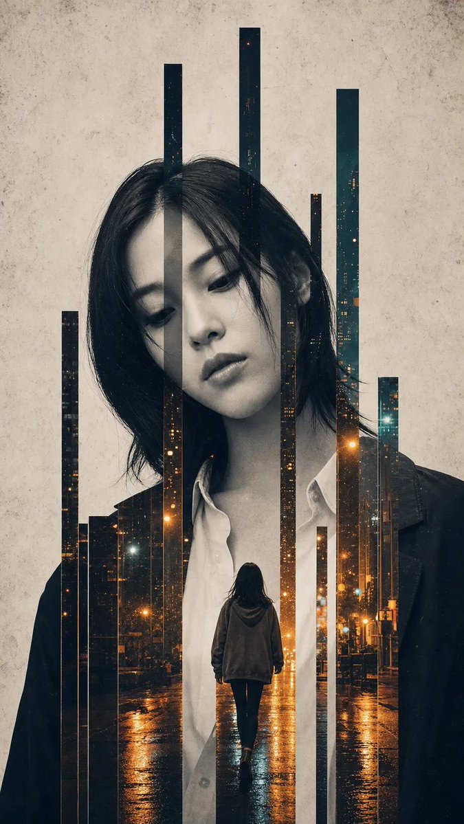 Vertical Slice Double Exposure Woman example 2