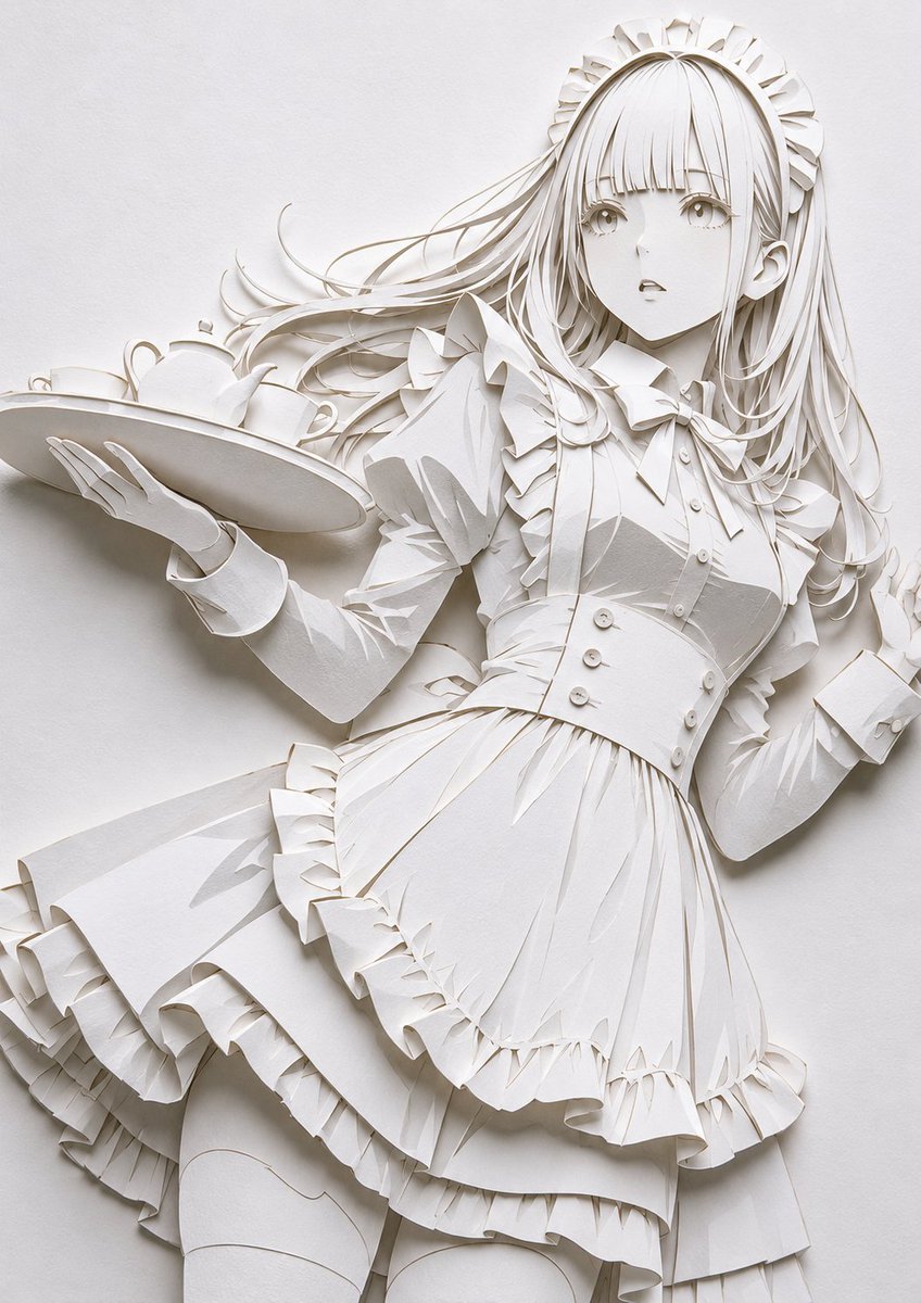 Realistic White Paper Craft Style Conversion example 2