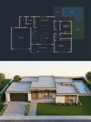 Blueprint House Split Render