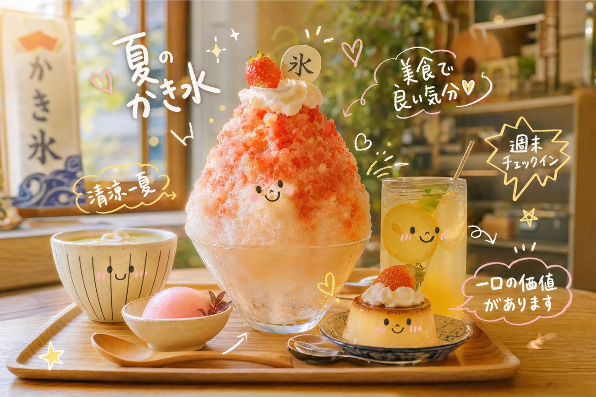 Cute Doodle Japanese Café Dessert Photo