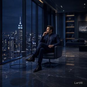 奢华顶层公寓的行政人员夜景