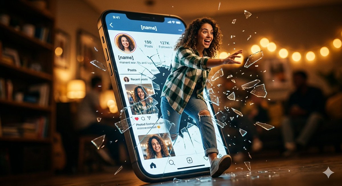 Sample output image for Shattered Screen Social Media Ad