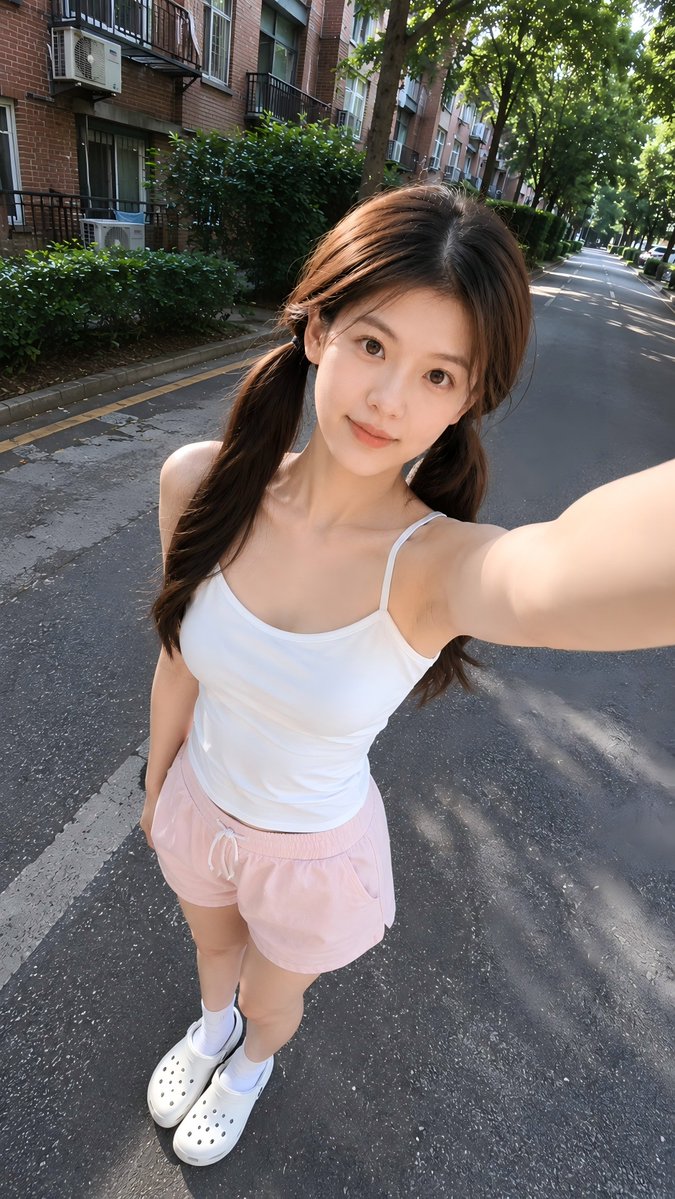 夏季街头高角度自拍